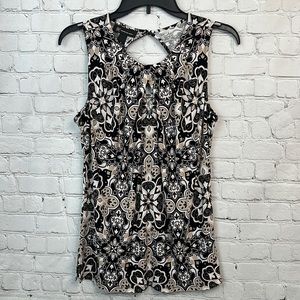INC Printed Keyhole Tank Top Size Medium